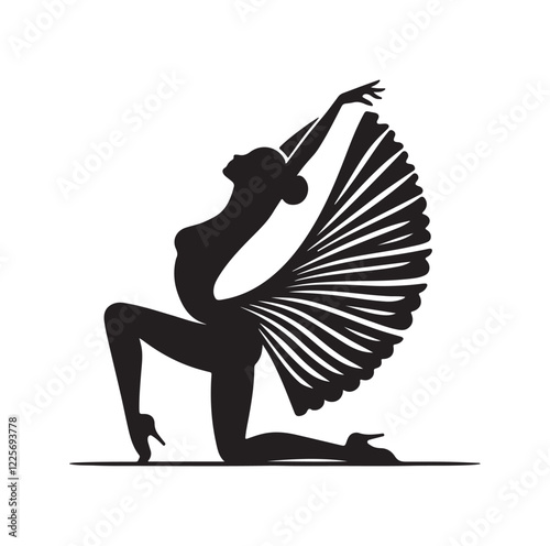 Cancan dancer pose silhouette vector illustration