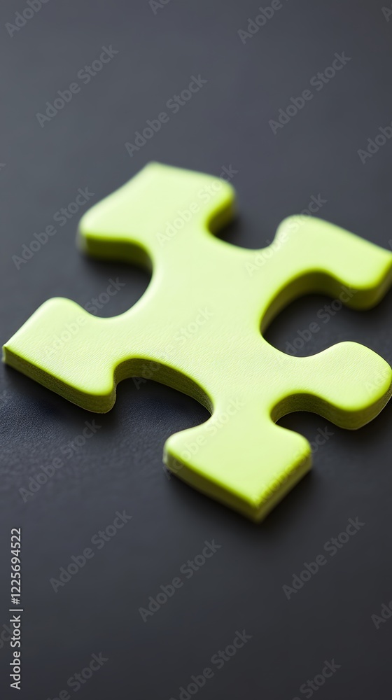 Obraz premium Lime Green Jigsaw Puzzle Piece on Black Background Close Up