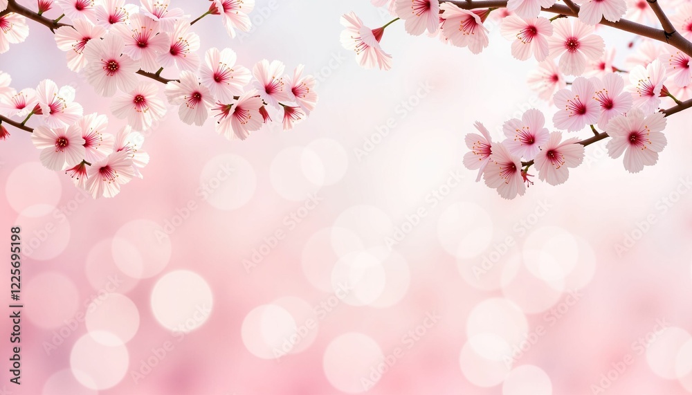Fototapeta premium Harmonious cherry blossom branches in soft pink light, natural beauty