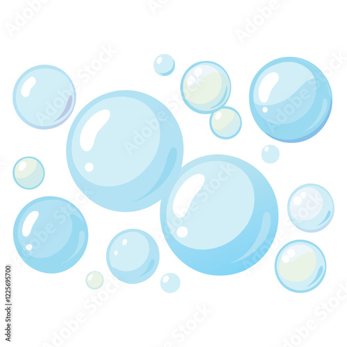 Soap bubbles vector art illustration, on isolated white background