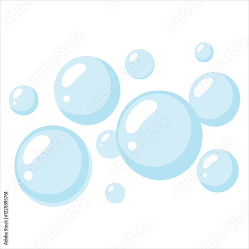 Soap bubbles vector art illustration, on isolated white background