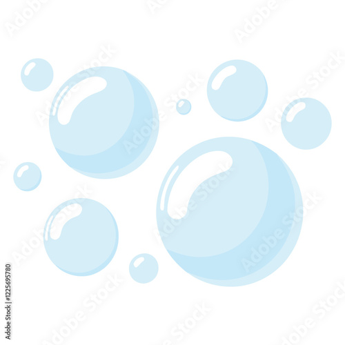 Soap bubbles vector art illustration, on isolated white background