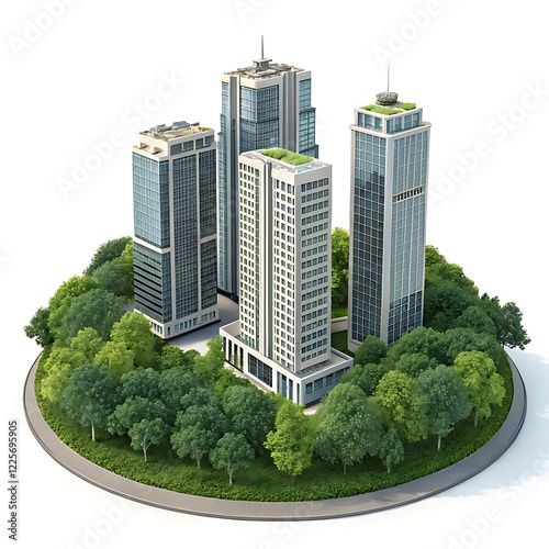 a group of tall buildings with trees