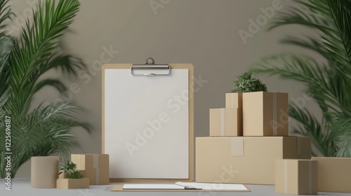 3D Cardboard box and clipboard with products order delivery failed checklist with 3D render