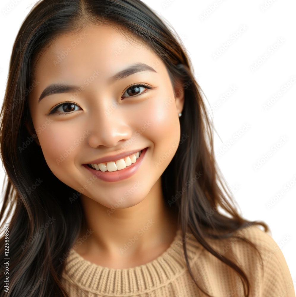 Happy young Asian woman isolated on transparent background Happy young Asian woman isolated on transparent background