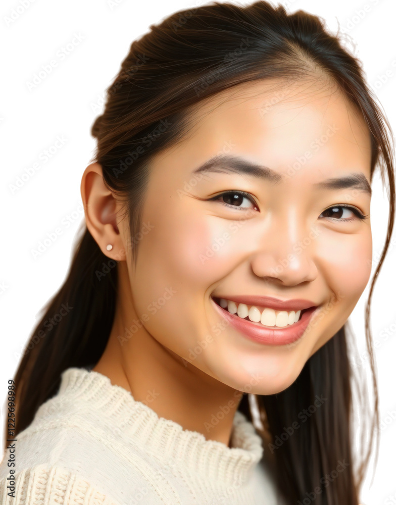 Happy young Asian woman isolated on transparent background Happy young Asian woman isolated on transparent background