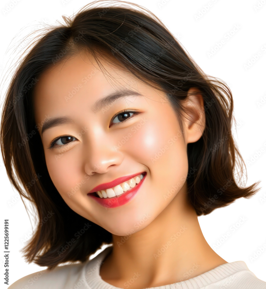 Happy young Asian woman isolated on transparent background Happy young Asian woman isolated on transparent background