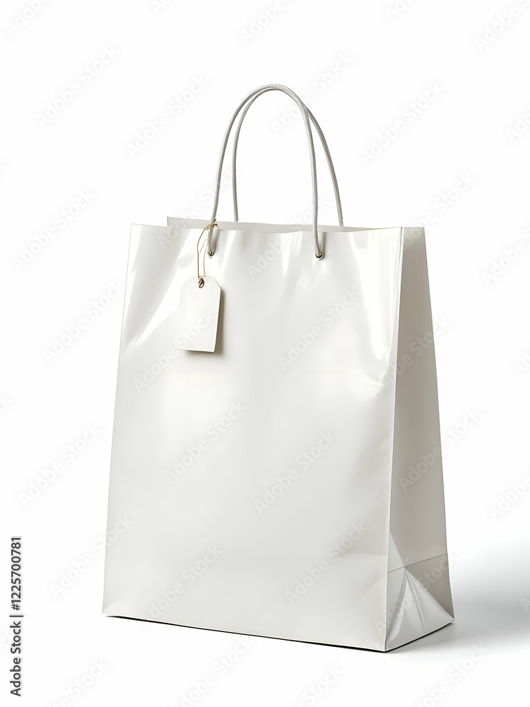 White paper bag with blank lable White paper bag with blank lable