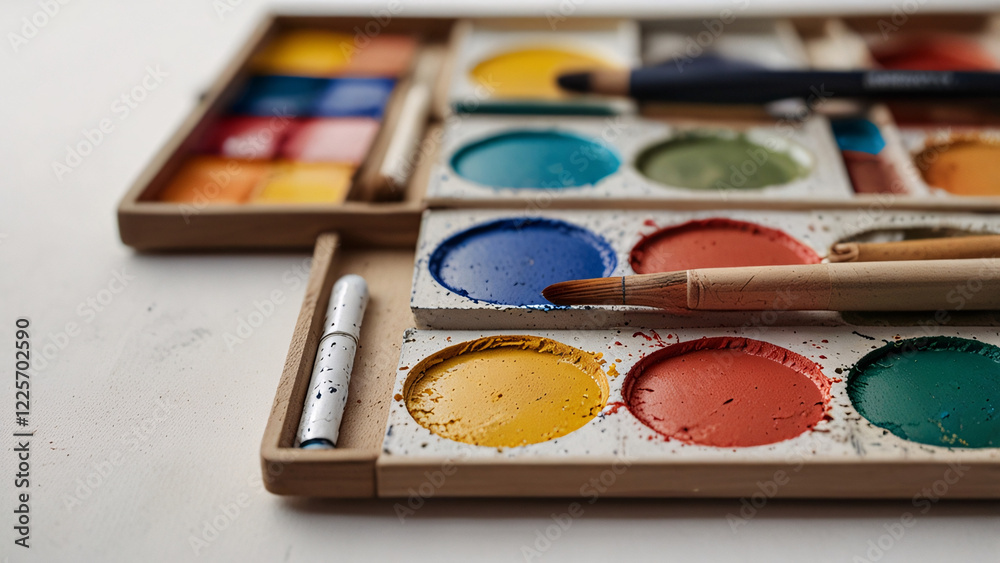 Naklejka premium watercolor paints and brushes