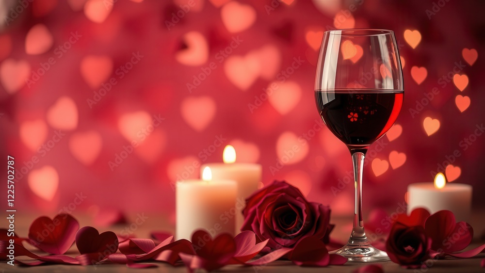 Romantic background with wine, candles and rose petals. Romantic background with wine, candles and rose petals.