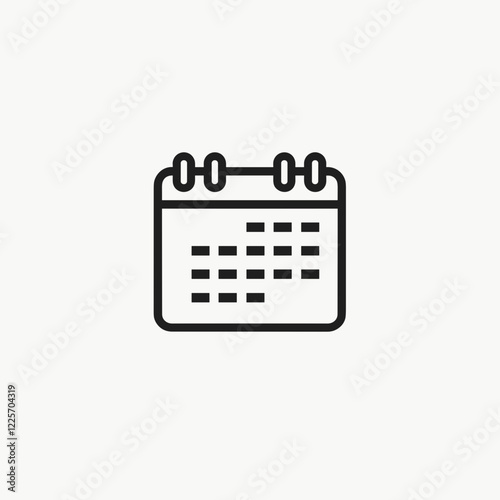 Minimalistic calendar icon on white background, scheduling tool
