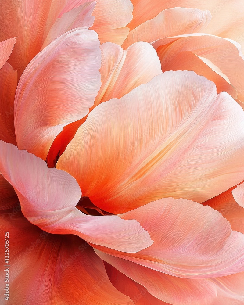 Ethereal overlapping tulip petals in pink and orange soft lighting floral close-up nature abstract beauty Ethereal overlapping tulip petals in pink and orange soft lighting floral close-up nature abstract beauty