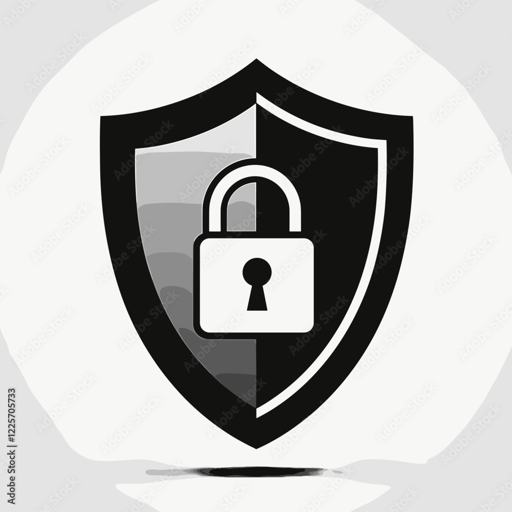 Digital lock shield icon representing cybersecurity and protection Digital lock shield icon representing cybersecurity and protection