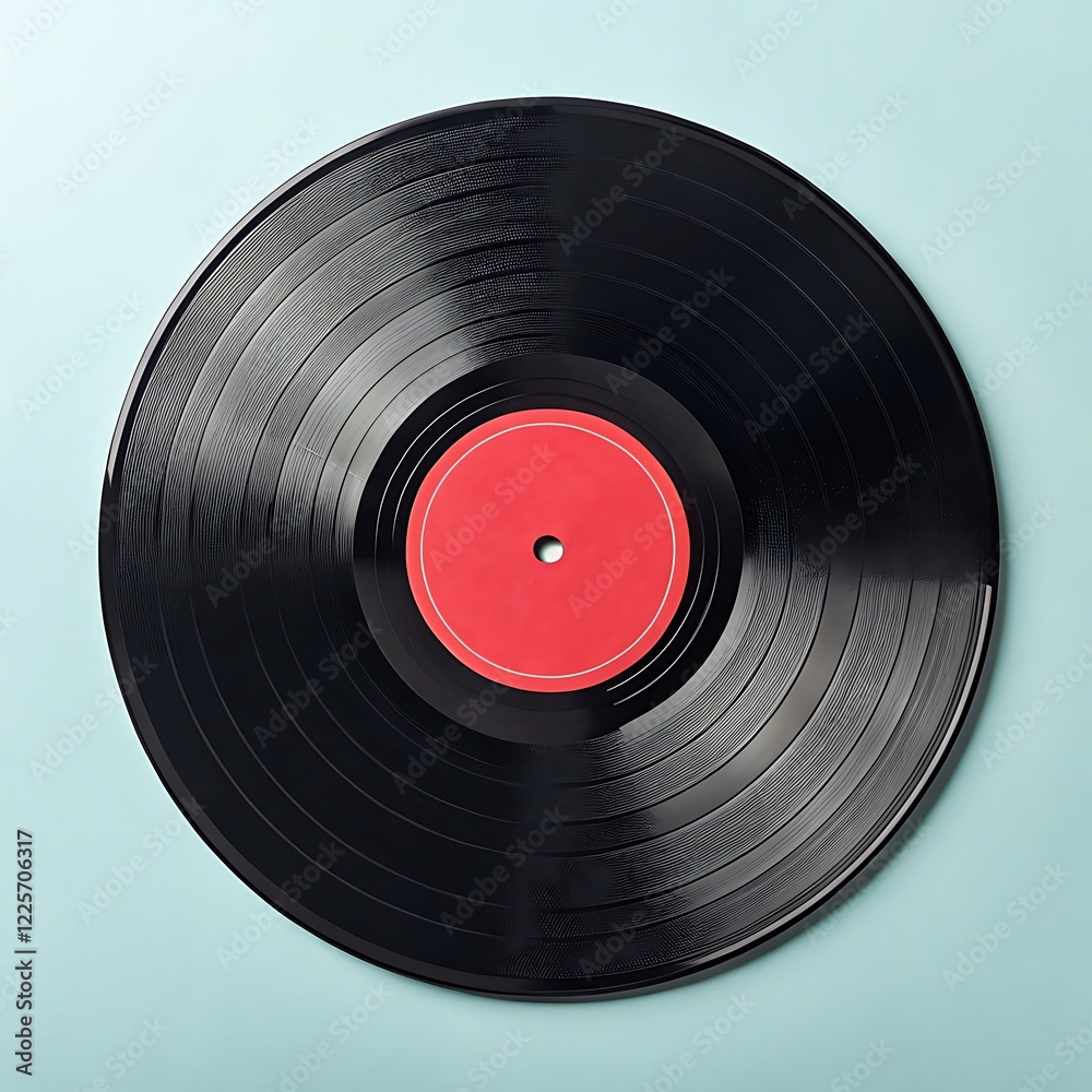 Obraz premium a red sticker on a vinyl record in the center,