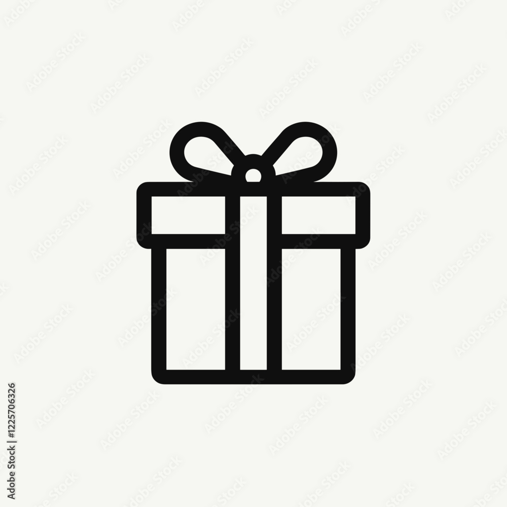 Minimalistic gift icon on white background, holiday celebration Minimalistic gift icon on white background, holiday celebration