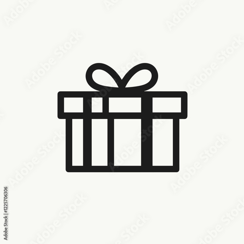 Minimalist monochrome gift icon on light background, symbol of generosity