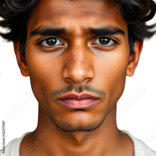 Obraz na płótnie Sad Indian young man isolated on transparent background w salonie