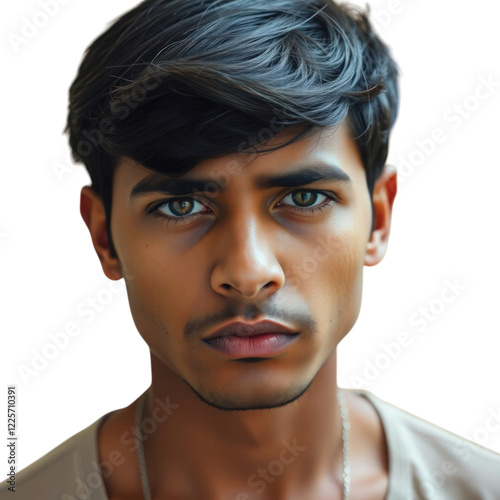 Obraz na płótnie Sad Indian young man isolated on transparent background w salonie