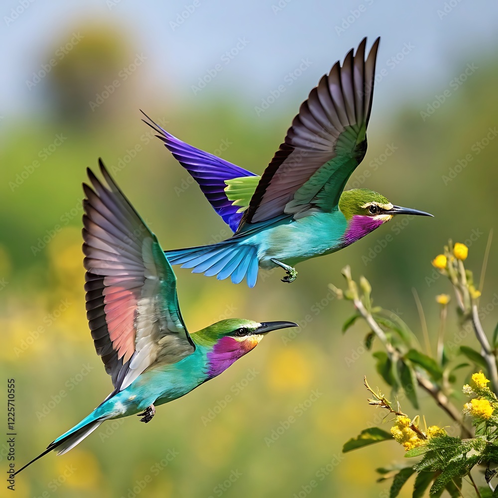 Obraz premium An exquisite assortment of eight distinct kinds of hummingbirds,