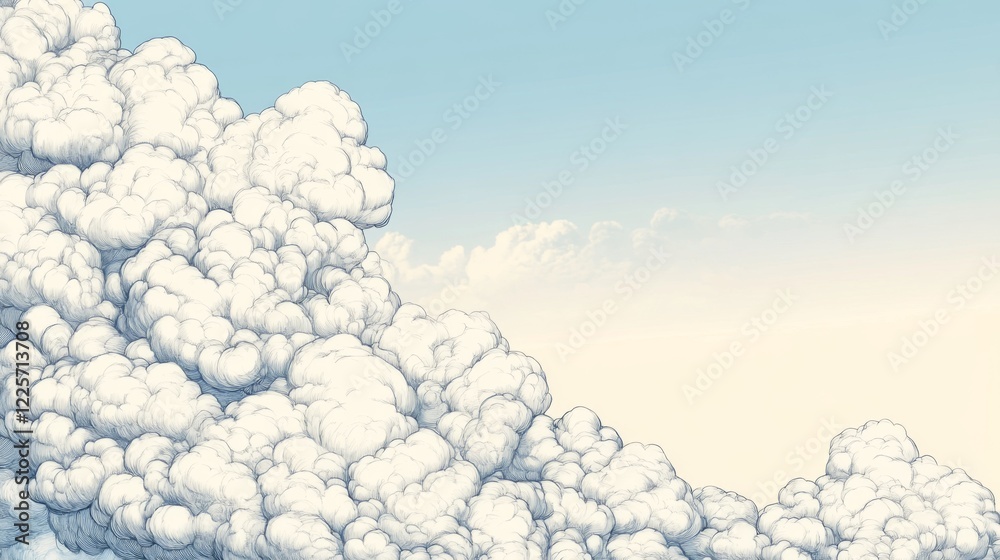 Fluffy cumulus clouds against a pastel sky. Fluffy cumulus clouds against a pastel sky.