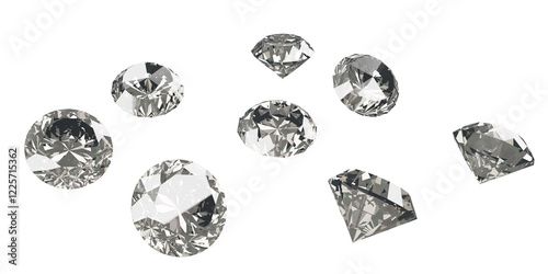 The pile of diamonds Illustration. 3d rendering.	