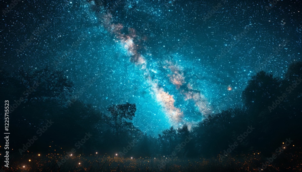 A starry night sky with a bright blue Milky Way A starry night sky with a bright blue Milky Way