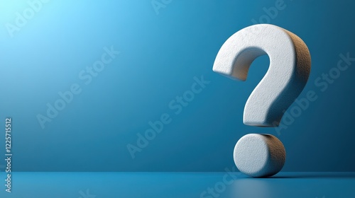 White question mark, blue background, spotlight, FAQ concept