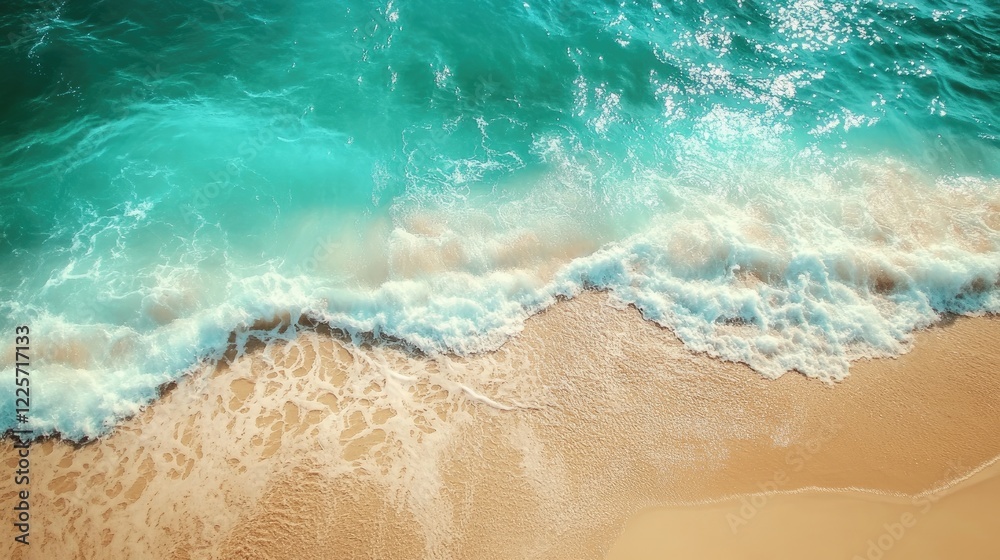 Turquoise Ocean Waves Crashing on Sandy Shore Turquoise Ocean Waves Crashing on Sandy Shore