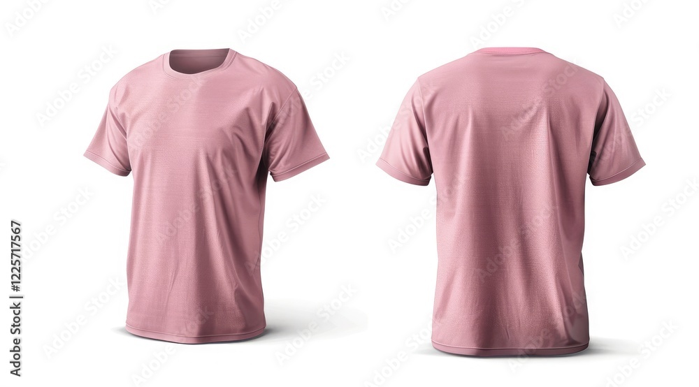 Pink Beige Color Clothing T-Shirt Front and Back Isolated on White Pink Beige Color Clothing T-Shirt Front and Back Isolated on White