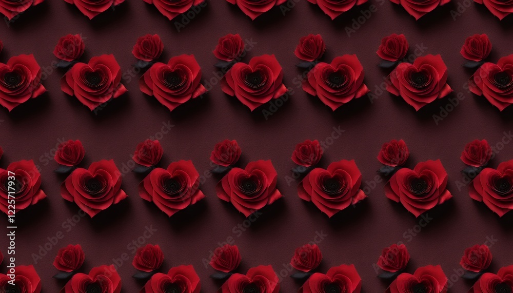 Red Heart Roses Pattern Valentine s Day Background Red Heart Roses Pattern Valentine s Day Background