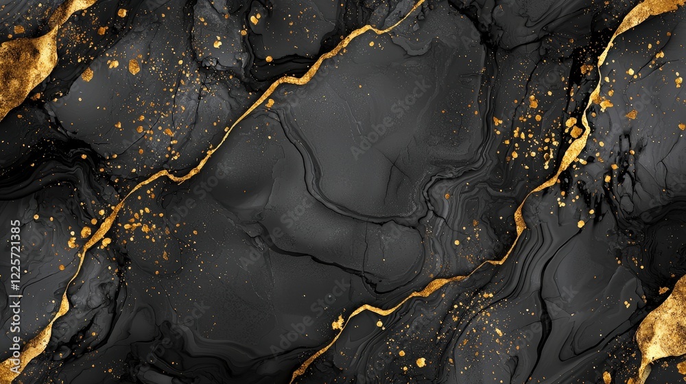 Fototapeta premium Abstract black and gold marble texture, symbolizing luxury and elegance, ideal for design projects and artistic backgrounds.