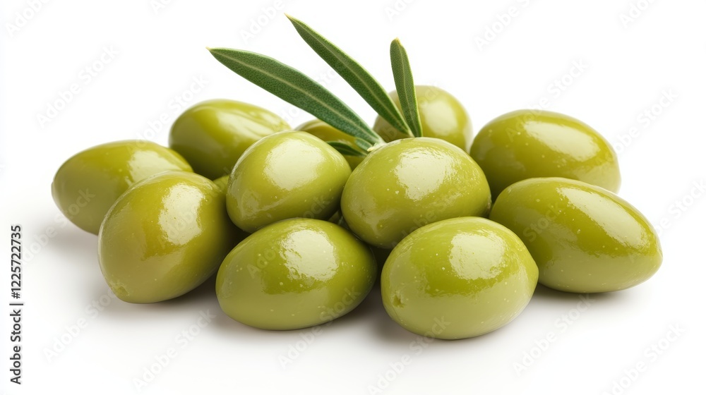 Fresh green olives arranged neatly with leaves suggesting a natural and vibrant setting Fresh green olives arranged neatly with leaves suggesting a natural and vibrant setting