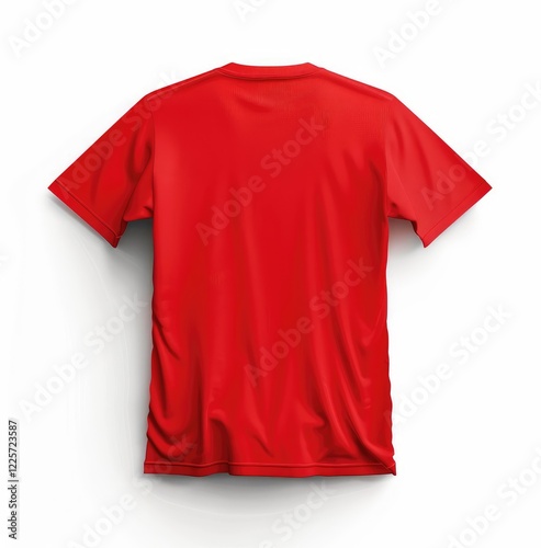 High-quality back view of red t-shirt isolated on white background for easy mockups, branding, and t-shirt design creation.