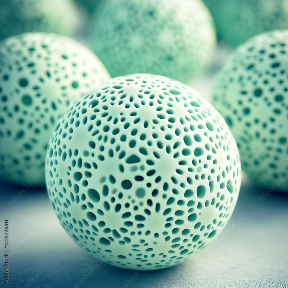 Abstract Green Sphere with Intricate Perforated Design Abstract Green Sphere with Intricate Perforated Design