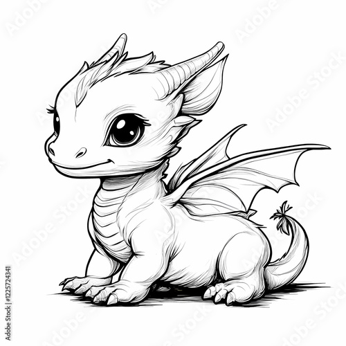 A charming cartoon dragon illustration, perfect for fantasy lovers and art enthusiasts. photo