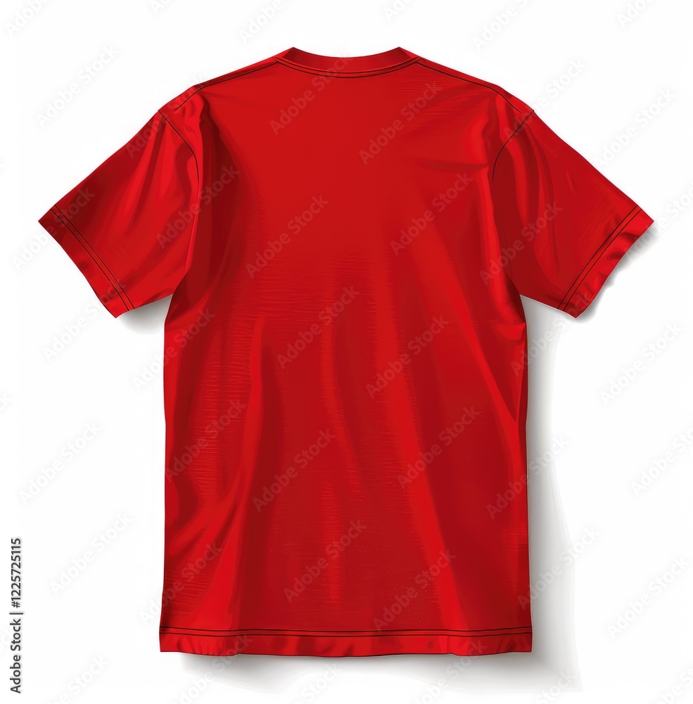 High-quality back view of red t-shirt isolated on white background for t-shirt mockups, clothing design templates, and fashion branding. High-quality back view of red t-shirt isolated on white background for t-shirt mockups, clothing design templates, and fashion branding.
