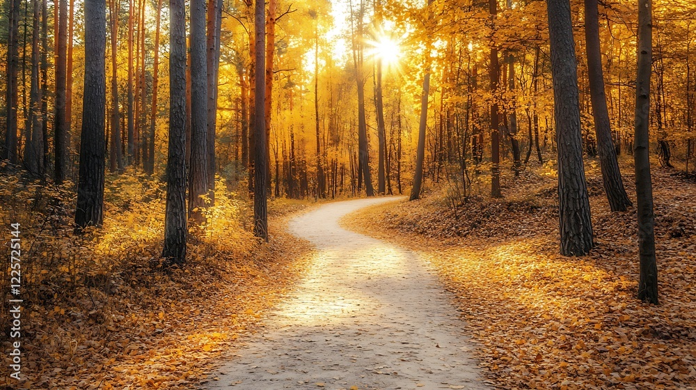 A vibrant autumn forest with a carpet of fallen leaves and the sound of a gentle breeze rustling through the trees A vibrant autumn forest with a carpet of fallen leaves and the sound of a gentle breeze rustling through the trees