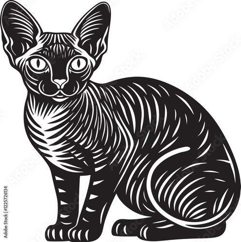 Striking Sphynx Cat Illustration