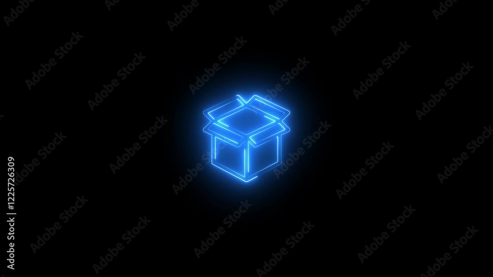 Glowing Neon Line Empty Box Package Delivery Service Icon Glowing Neon Line Empty Box Package Delivery Service Icon