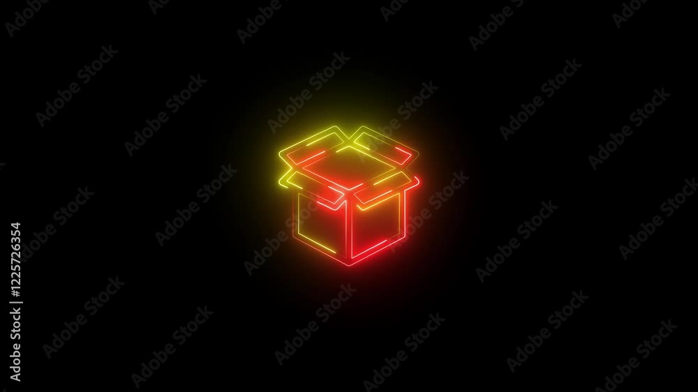Glowing neon line empty box package delivery service icon. Animation for presentation box symbol icon. Glowing neon line empty box package delivery service icon. Animation for presentation box symbol icon.