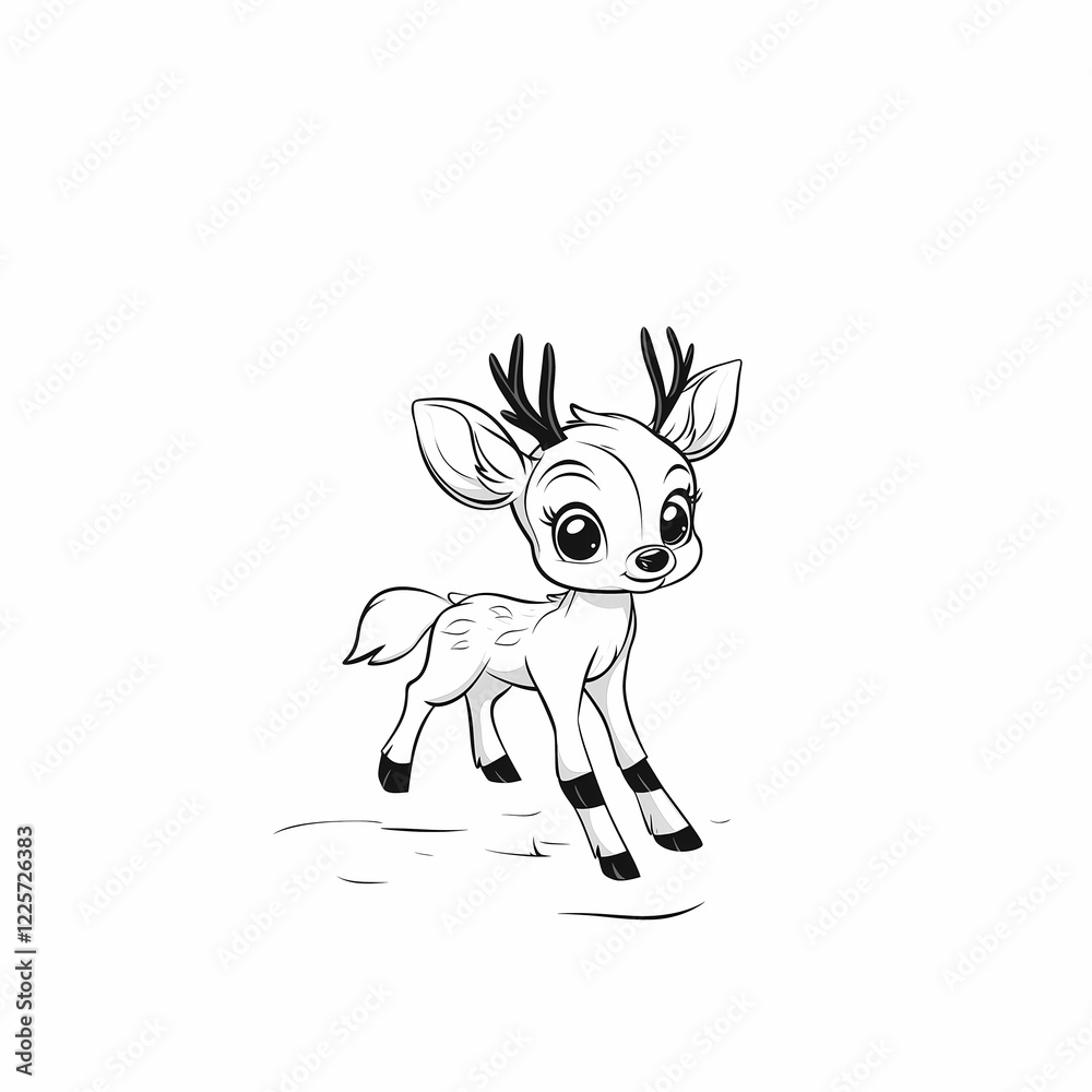 A cute cartoon deer character with big eyes and antlers, perfect for children's stories. A cute cartoon deer character with big eyes and antlers, perfect for children's stories.