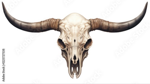 Cuernos White Animal Skull Isolated on Toroid Cow Horn Skeleton