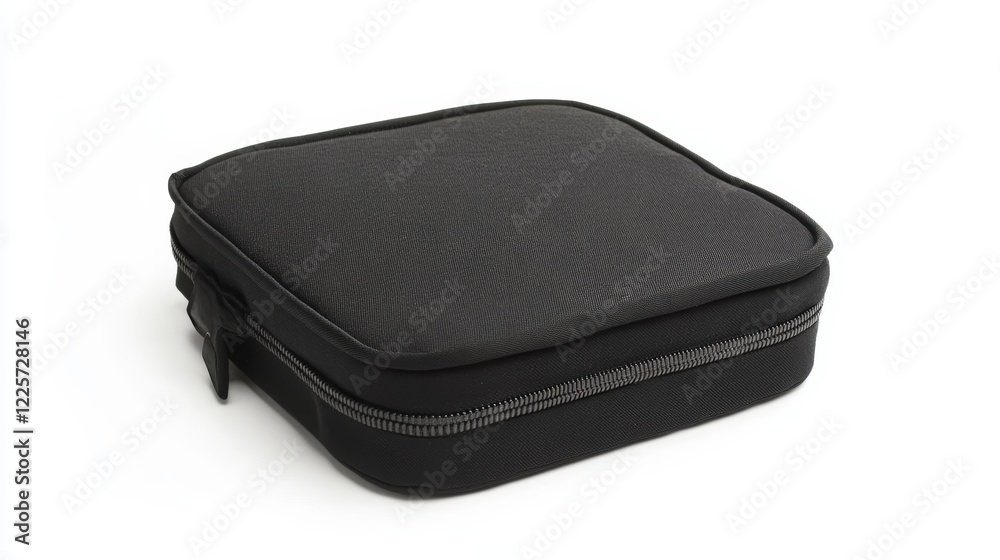 Black fabric zippered case isolated on white background Black fabric zippered case isolated on white background