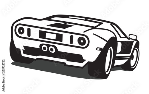 Abstract Classic vintage sports car silhouette vector 
illustration in black and white drawing style on a 
white background,coloring book.