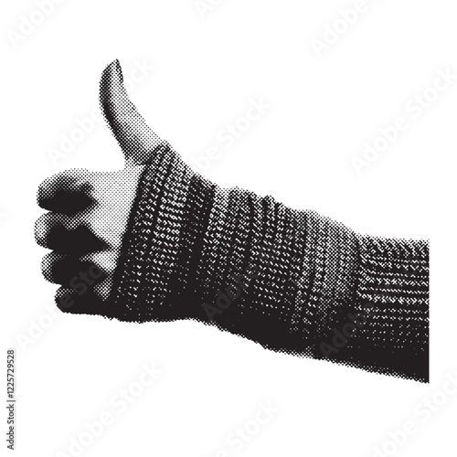 thumbs up 1980s and 1990s vintage halftone grunge vector design element