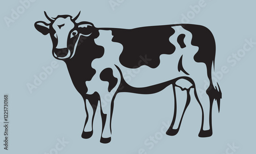 Print create cow silhouette vector style with white background 'illustration, vector, cow, mammal, animal, symbol, black and white, cowboy, drop, gardening, horizontal, horse, lifestyles, rain, seed, 
