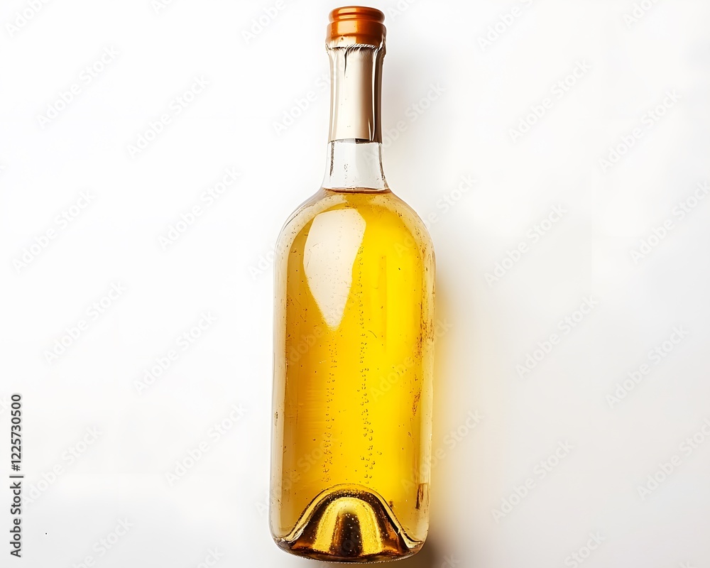 Fototapeta premium Studio Shot of a Bottle of Golden Yellow Liquid, Wine Bottle Mockup