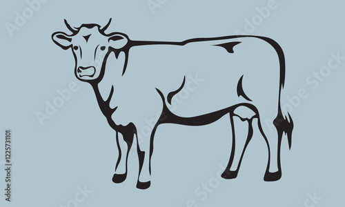 Print create cow silhouette vector style with white background 'illustration, vector, cow, mammal, animal, symbol, black and white, cowboy, drop, gardening, horizontal, horse, lifestyles, rain, seed, 