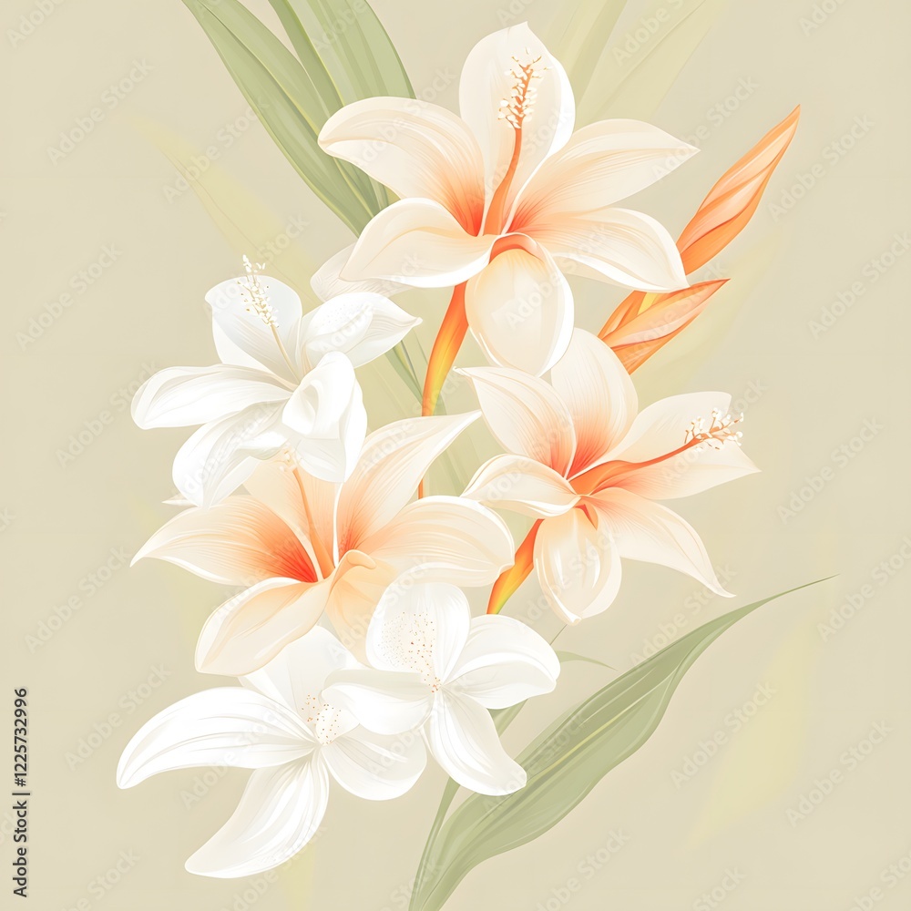 Obraz premium Elegant Peach and White Floral Bouquet Illustration