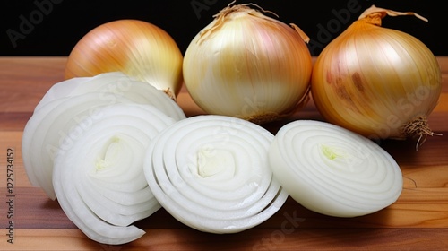 Freshly Halved Vidalia Onion Layers - Close Up Image of Delicious Sweet Onion Vegetable